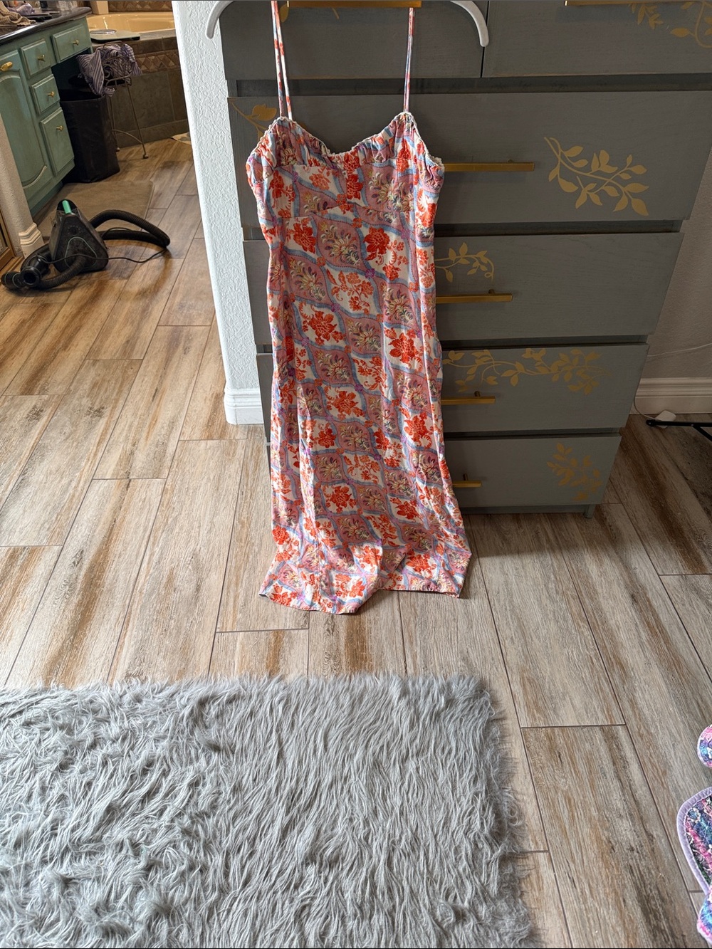 Monteau Coral and Lavender Floral Slip Dress